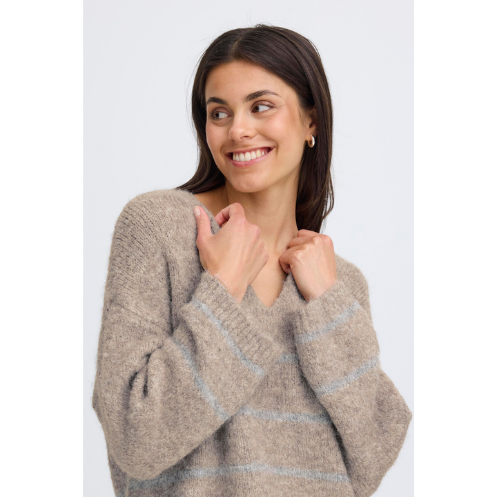 Fransa  FRCHARLEEN Pullover 1 - moon rock stripe