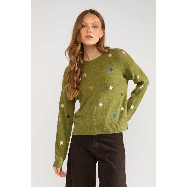 Nümph Nuflorie Pullover Strik - Calla Green