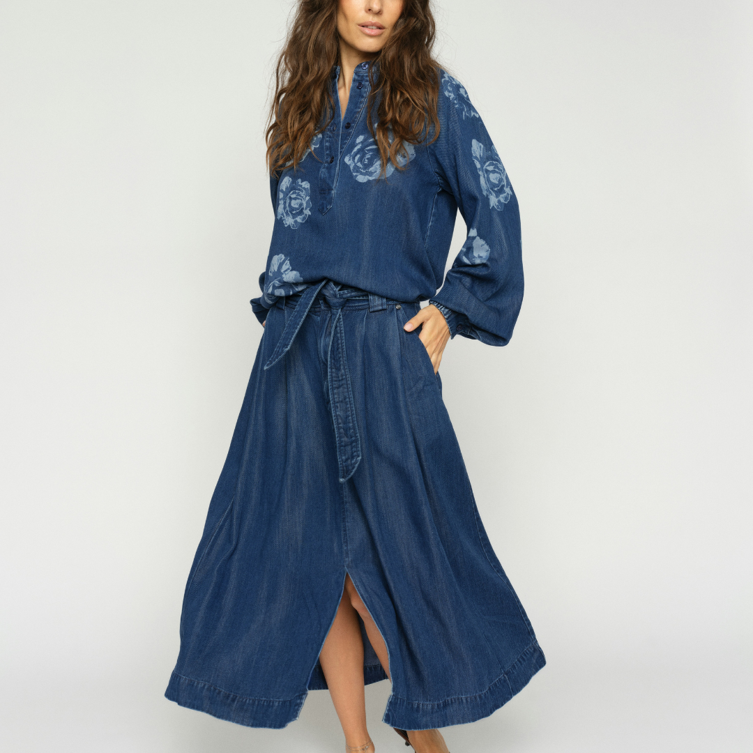 Mos Mosh MMKoda Denim Nederdel - Dark Blue - Butik VIVI