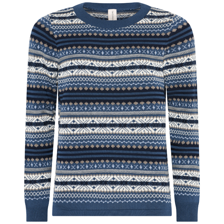 Skovhuus Multi Jaquard Pullover - Jeans Blue