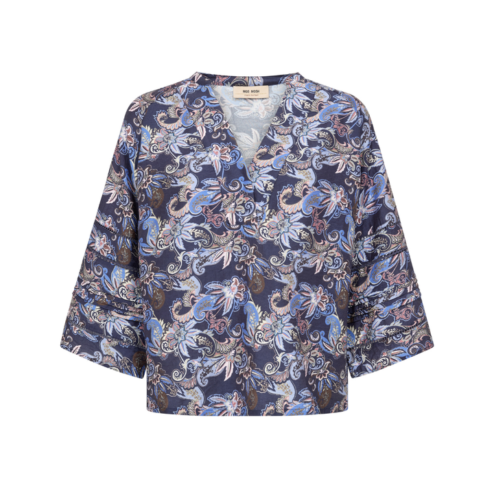 Mos Mosh MMAleysa Paisley Bluse - Crown Blue - Butik VIVI