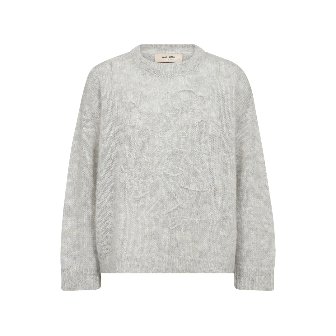 Mos Mosh MMAroa Bernat Emb Strik - Light Grey Melange