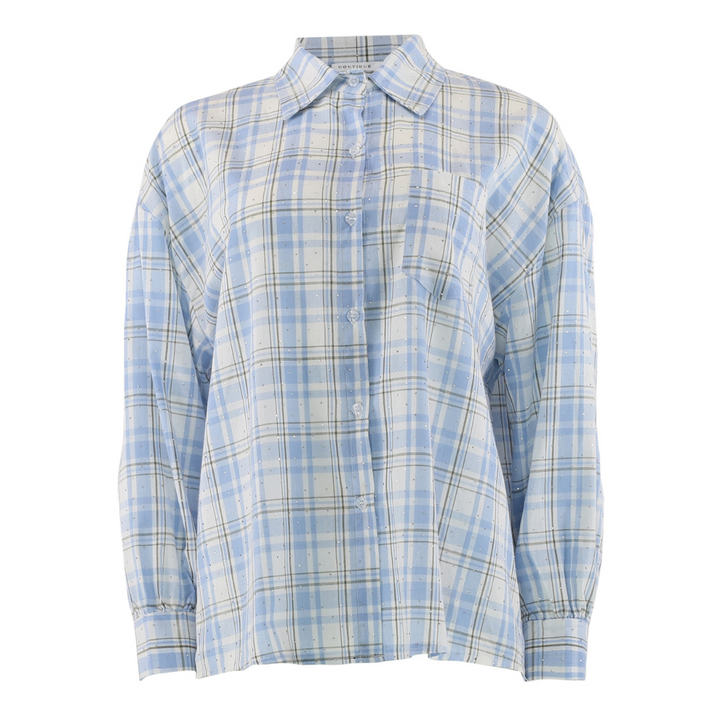 Continue Caro Skjortebluse - Blue Check