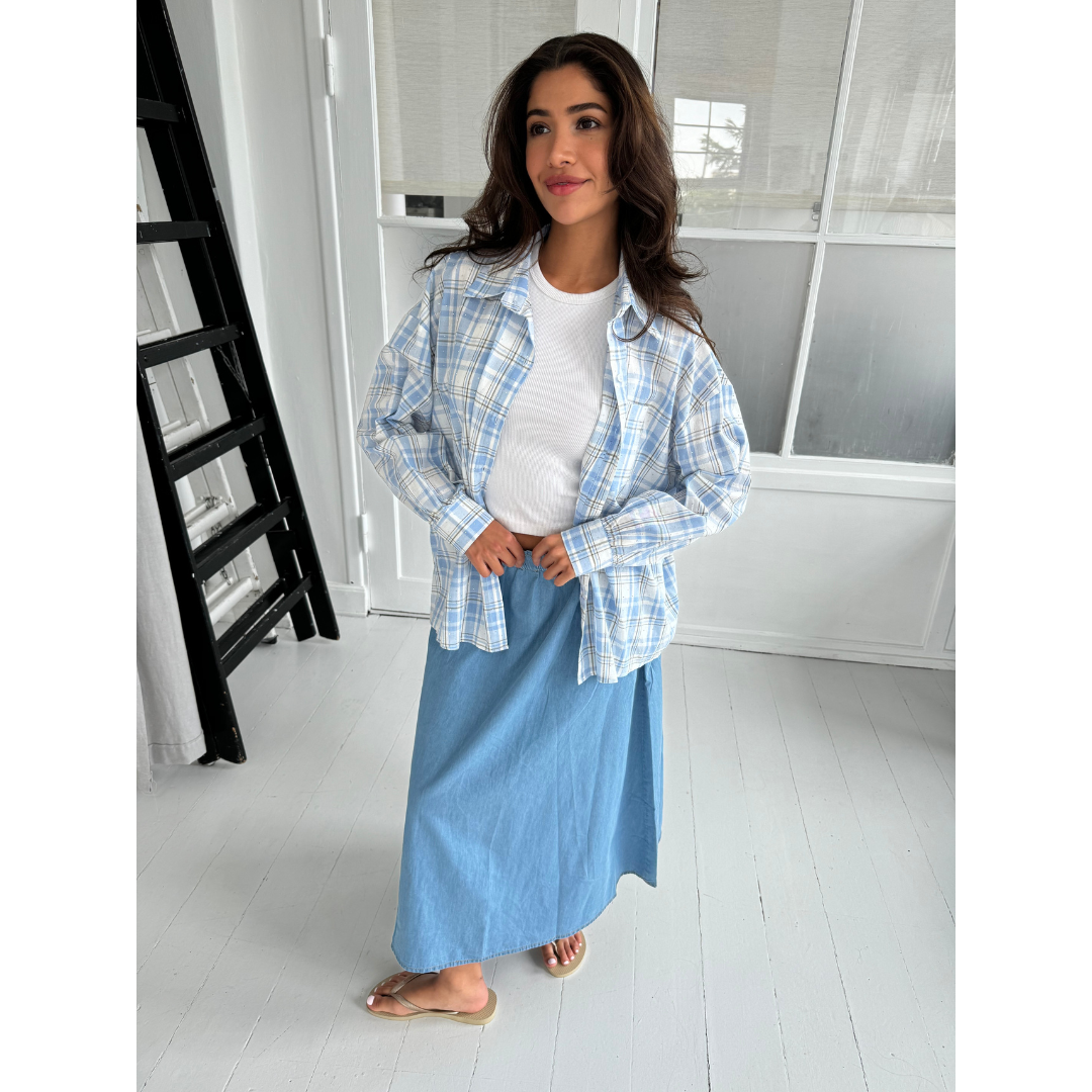 Continue Caro Skjortebluse - Blue Check