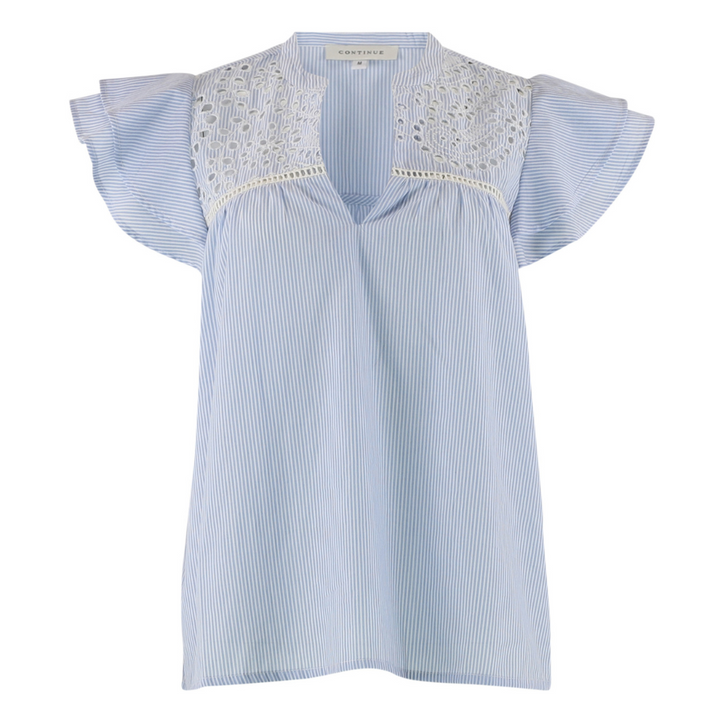 Continue Christel Solid Bluse - Blue Stripe