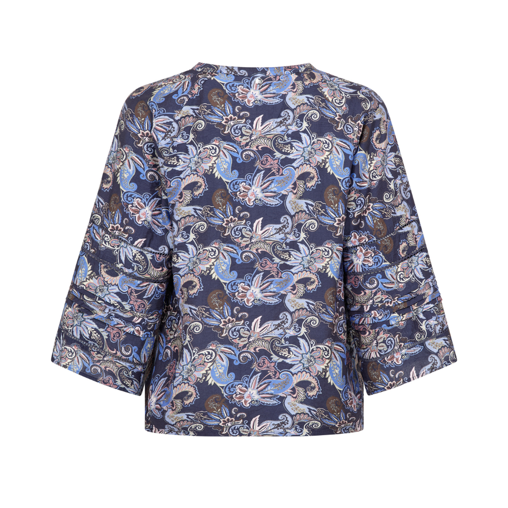 Mos Mosh MMAleysa Paisley Bluse - Crown Blue - Butik VIVI