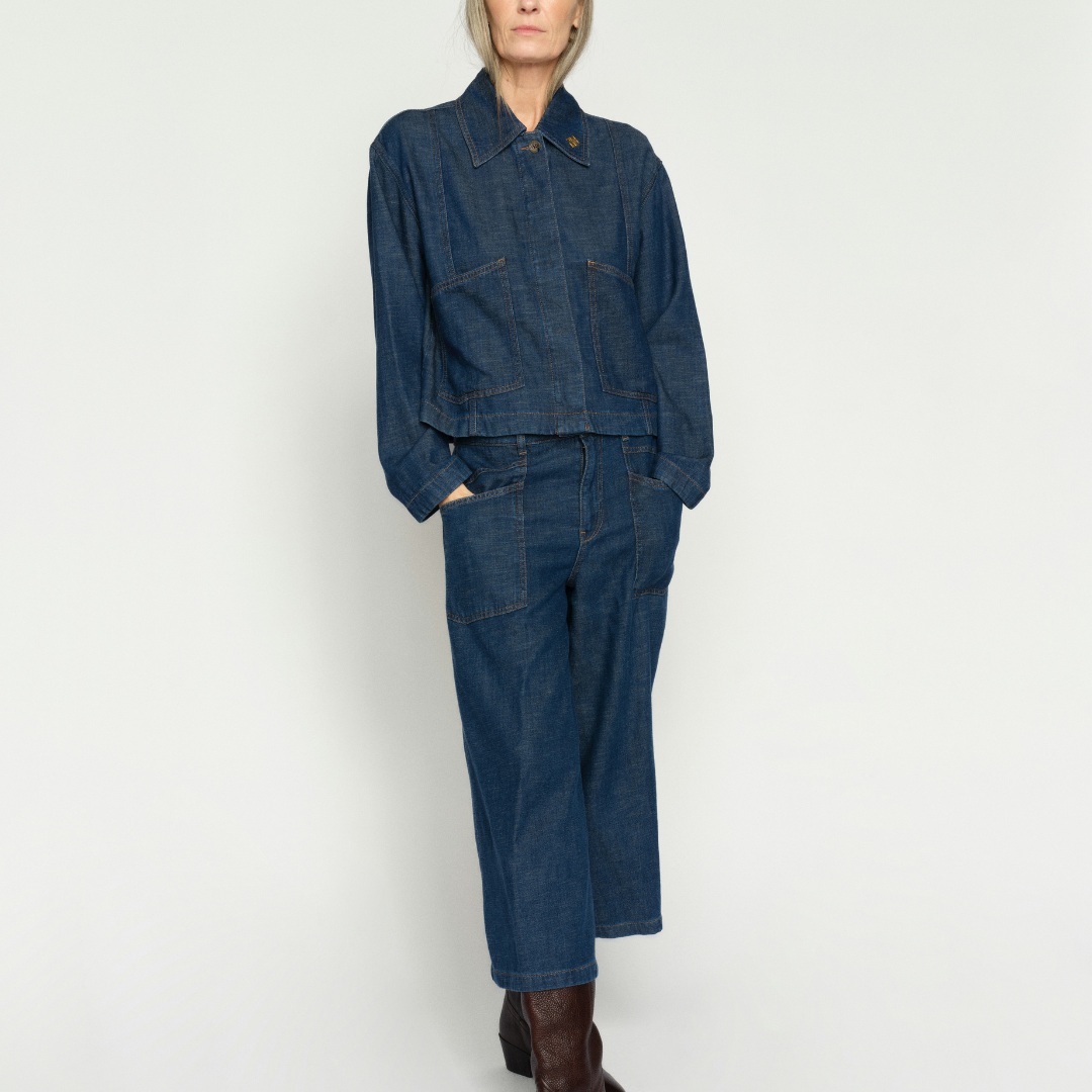 Mos Mosh MMCulotte Arge Jeans - Dark Blue, Cropped - Butik VIVI