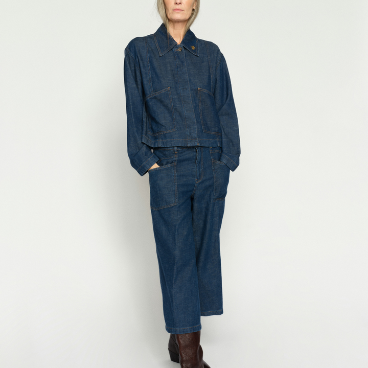 Mos Mosh MMCulotte Arge Jeans - Dark Blue, Cropped - Butik VIVI