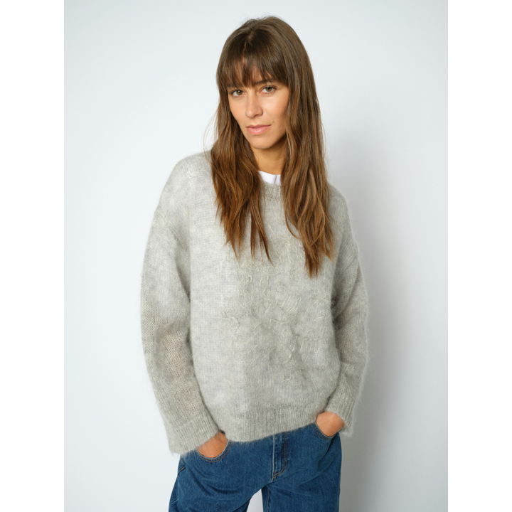 Mos Mosh MMAroa Bernat Emb Strik - Light Grey Melange
