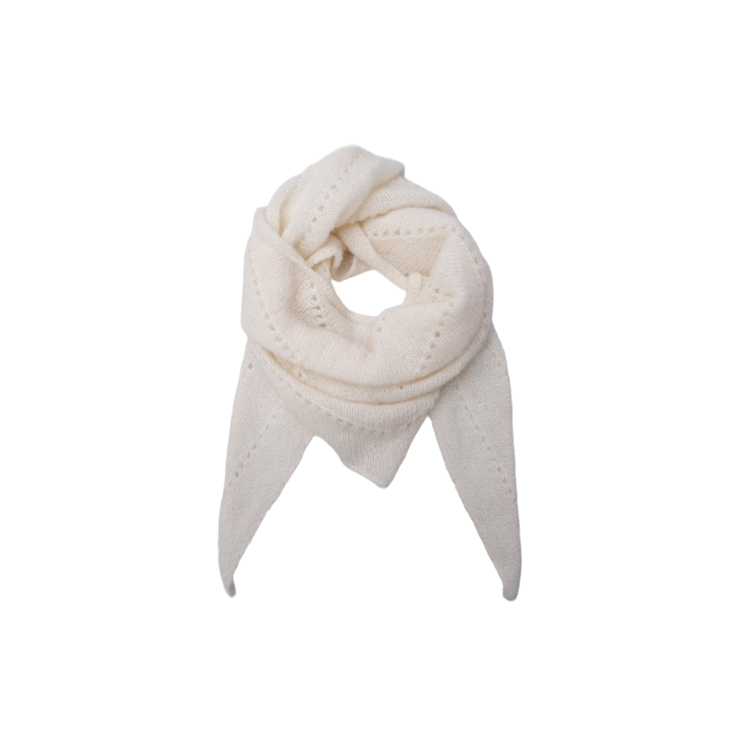 Black Colour Dell Knitted Mini Tørklæde - Off White - Butik VIVI