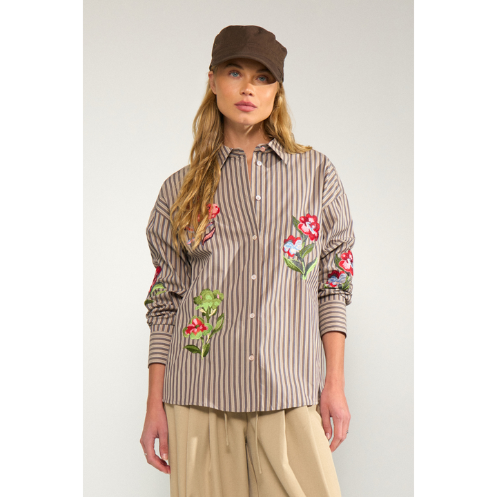 Nümph Nukacey Embroidery Skjorte - Deep Taupe