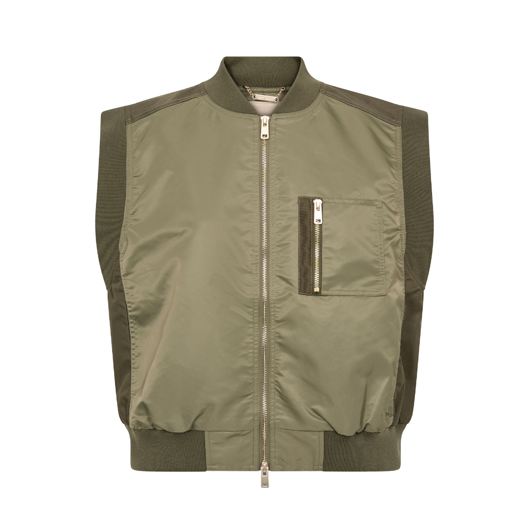 Mos Mosh MMJovo Neola Waistcoat Jakke - Olive Night - Butik VIVI