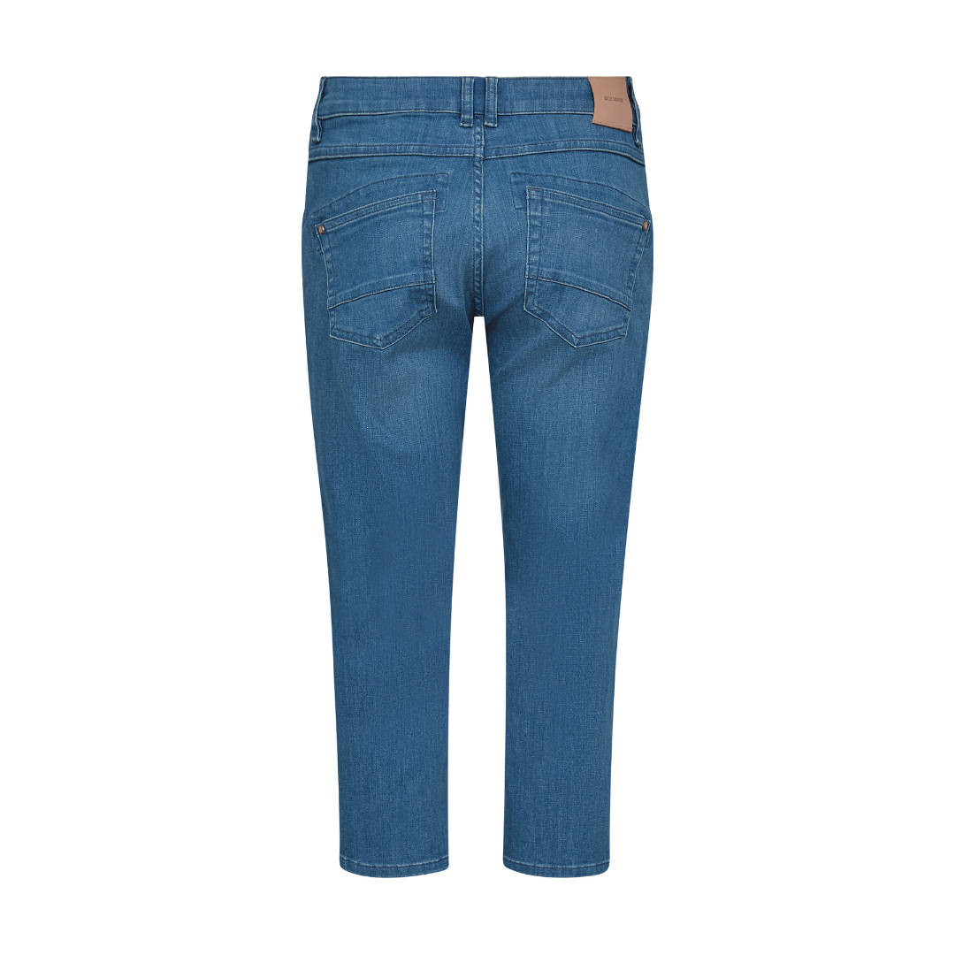 Mos Mosh MMNaomi Bali Jeans - Mid Blue, Capri - Butik VIVI