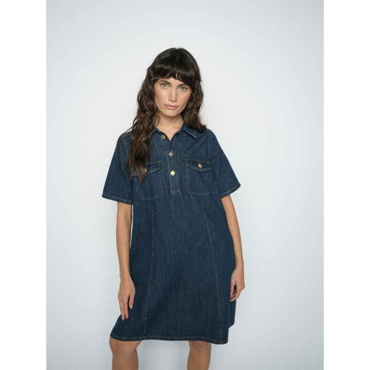 Mos Mosh MMBiba East Dress Kjole - Dark Blue - Butik VIVI
