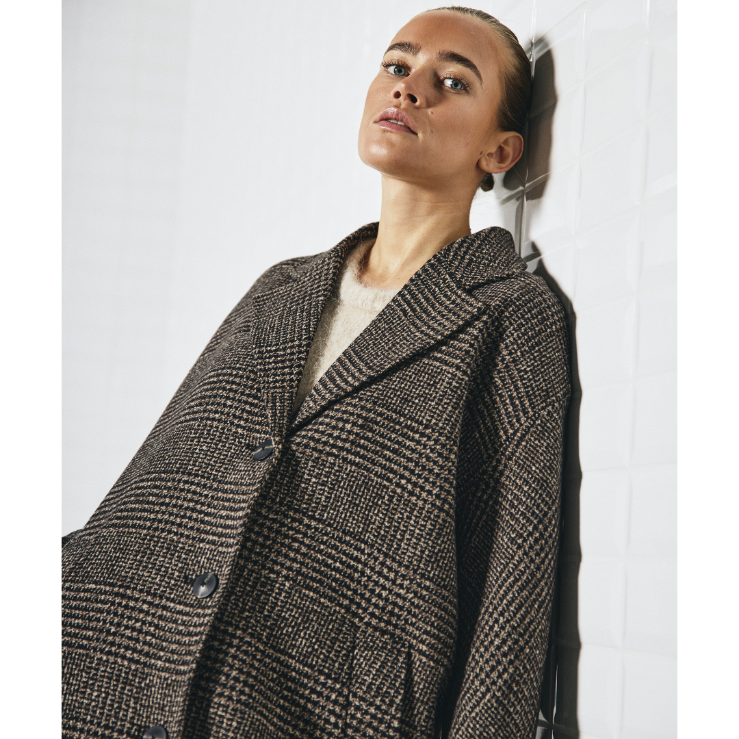 WithBlack WBLVista Checked Frakke - Brown Prince of Wales