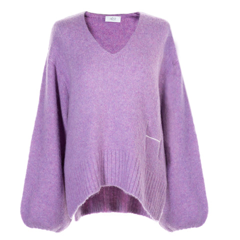 SOFIE V-NECK SWEATER, RADIANT ORCHID
